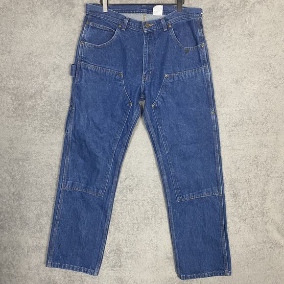 Key Jeans Other - Key Jeans Mens 34x30 Blue Denim Double Knee Carpenter Workwear Utility Pants
